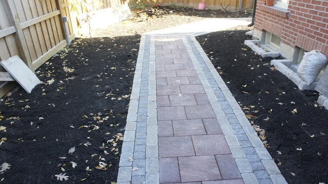 Paving stones being installed