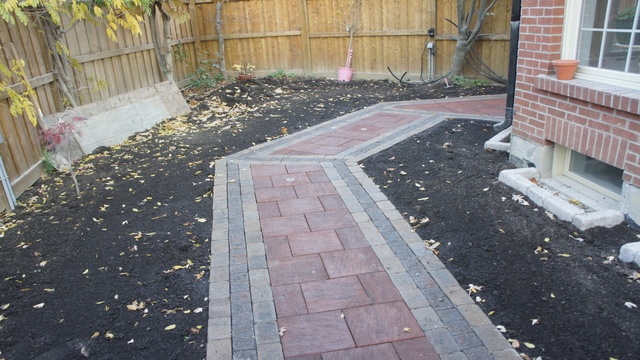 Paving stones being installed