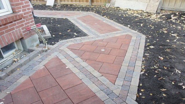 Paving stones being installed