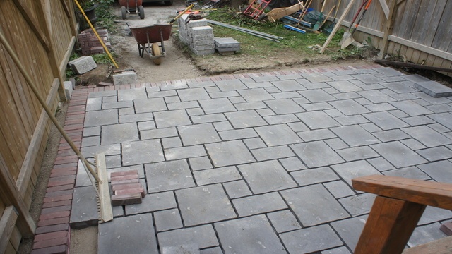 Pavers being installed