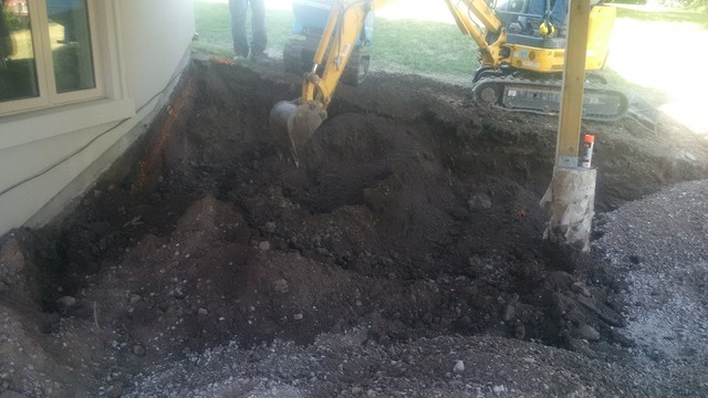 Retaining wall excavation