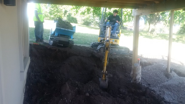 Retaining wall excavation